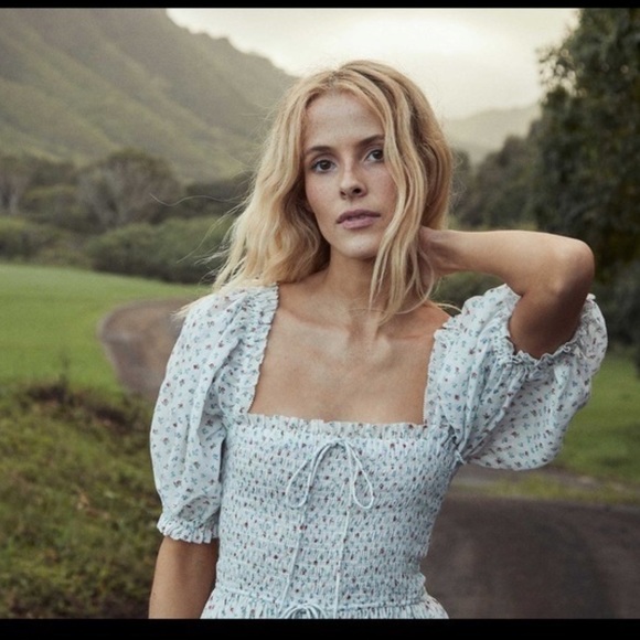 DOEN Siena Shirred Floral Print Maxi Dress | Size XS - Picture 2 of 7